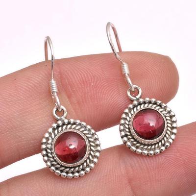Boucle d'oreille en argent Sterling 100% grenat avec pierre de naissance de janvier, bijoux solides faits à la main