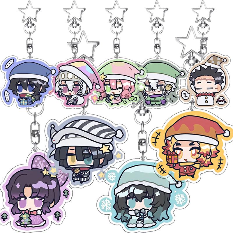 Double-sided Printing Anime Kochou Shinobu Tomioka Giyuu Tanjiro Kamado Nezuko Keychain Acrylic Pendant Charm Fans Gifts Jewelry