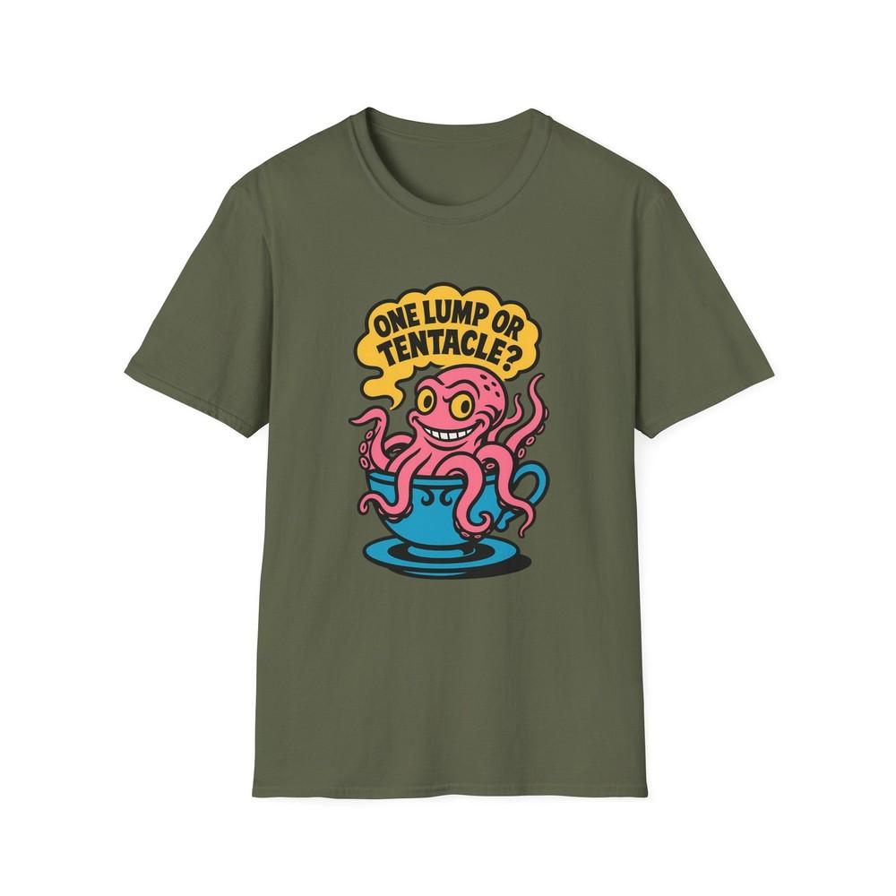 

Unisex Softstyle T-Shirt Kraken Teacup Funny Surreal Tentacle Cartoon Creature S
