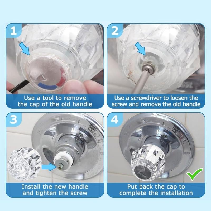 Clear Acrylic Bathtub Faucet Handle Replacement Single Shower Valves Handle Acrylic Shower Knob for Shower/Tub Faucet