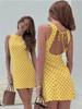 2026 Spring/Summer Women's Polka Dot Print Backless Bodycon Dress