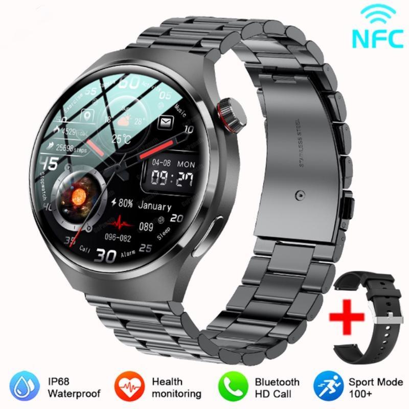 

Для Android IOS Smartwatch Мужские часы 4 Pro AMOLED HD экран Bluetooth Вызов ЭКГ Мониторинг здоровья Smartwatch 2024 Новые мужские часы NFC Black-Steel