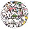 50 Cute Rice Cake Cat Graffiti Stickers for Mobile Phones and Computers, Waterproof Decorative Stickers, Cartoon Animal Stickers
