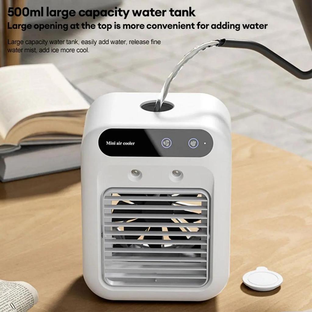 Raffreddatore d'aria personale mini portatile, ventilatore mini raffreddatore d'aria, raffreddatore d'aria ricaricabile USB con display digitale, aria piccola e leggera