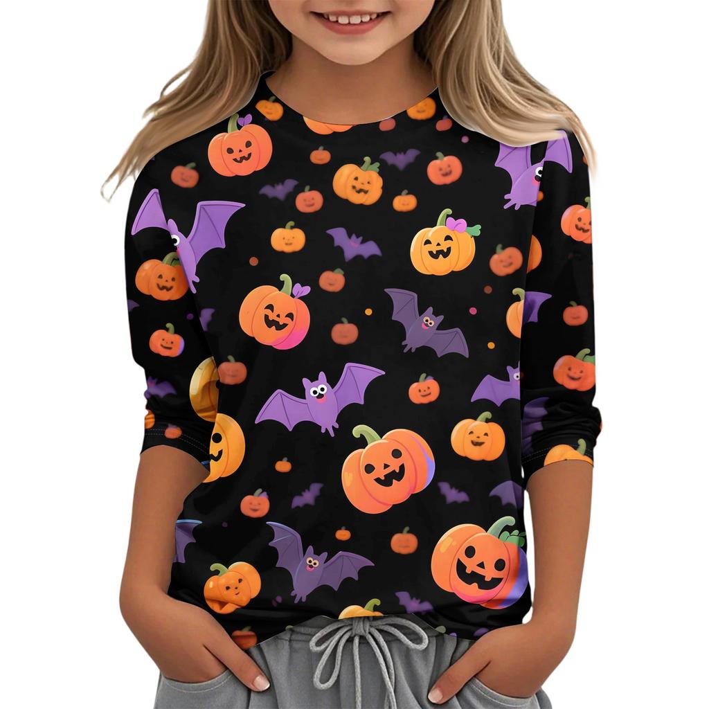 Children's Casual Three-quarter Sleeve Round Neck Top