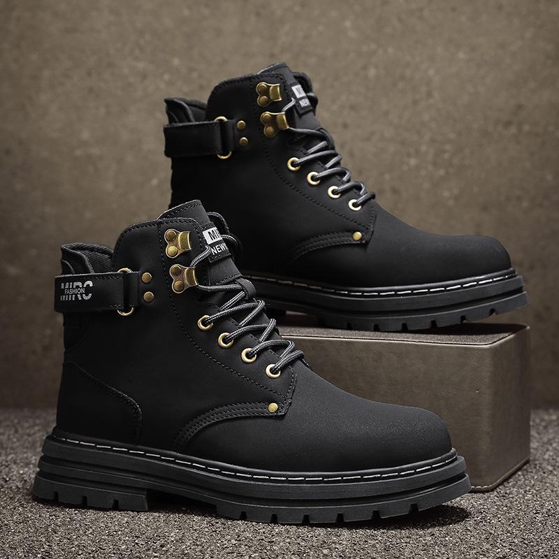 Autumn and Winter Tooling Boots Couple Leather Big Head Leather Shoes Big Yellow Boots High Top Shoes Men's Casual Shoes