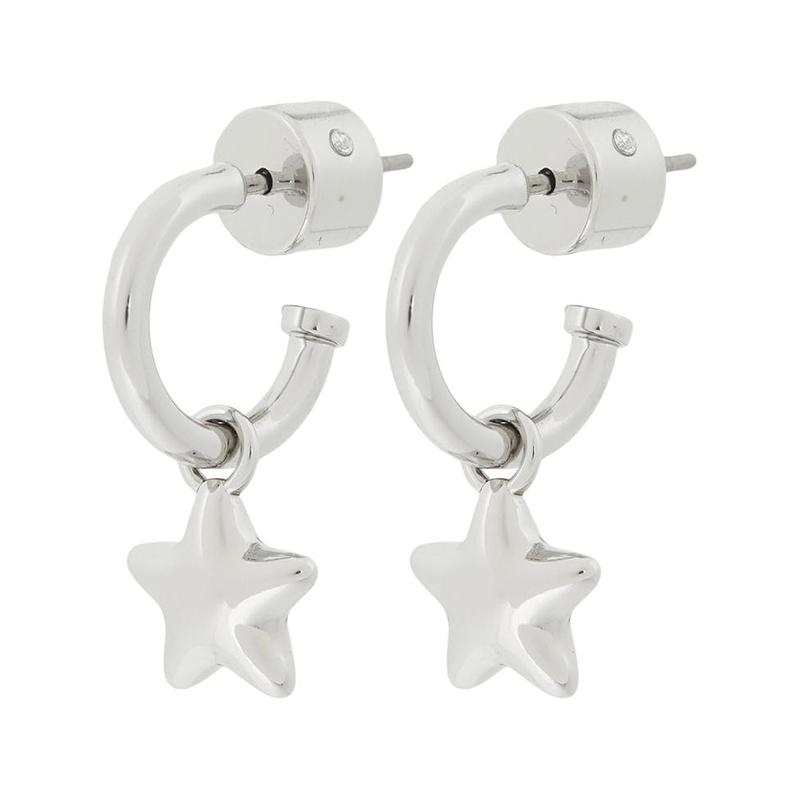 COACH Brand design brass earrings women s silver
