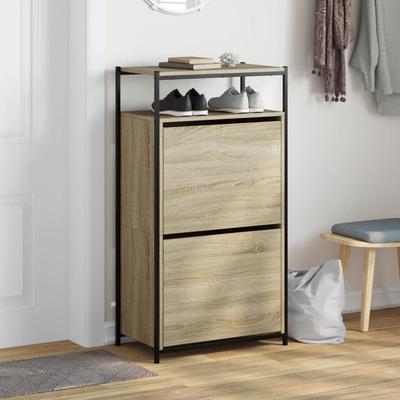 Shoe Cabinet In Sonoma Oak 60 X 34 X 112 Cm Particleboard