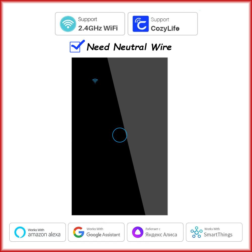 

US WiFi Smart,Touch Light Switch,Works with Alexa Google Home,Neutral Wire Required,1/2/3 Gang,100-240V,CozyLife App Control