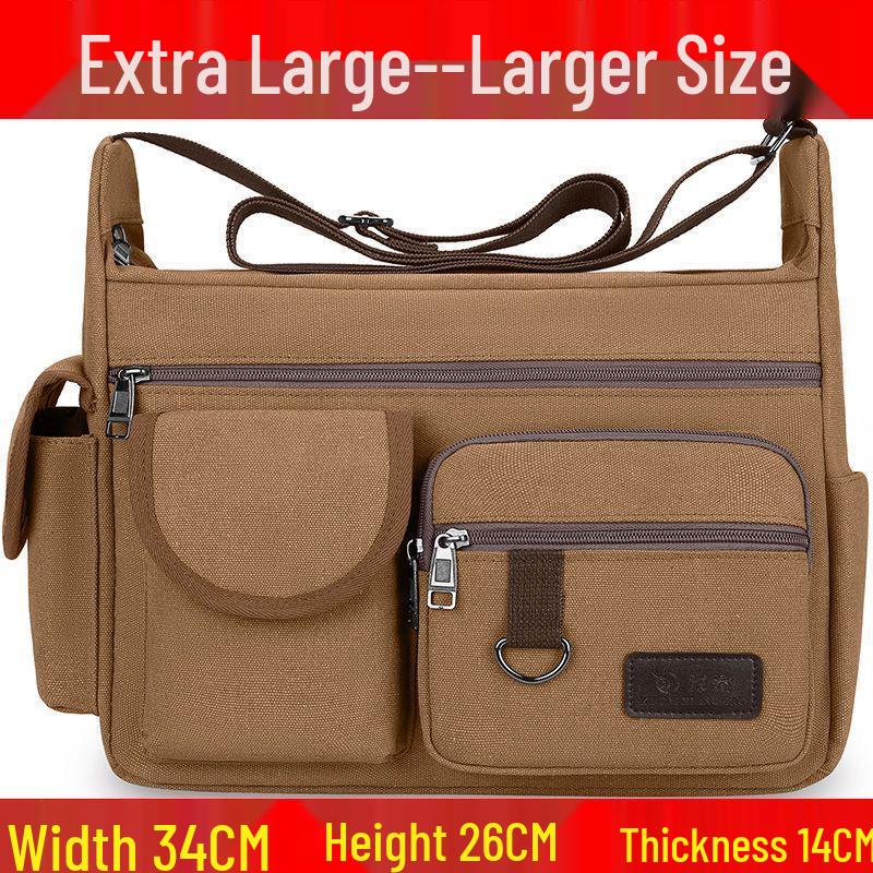 Hochwertige Herren-Canvas-Umhängetasche mit Doppeltaschen für Reisen