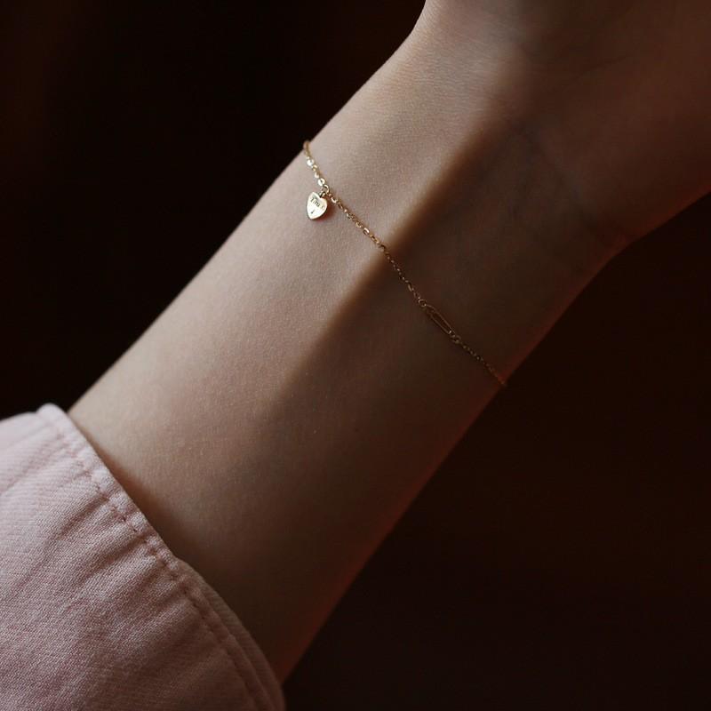 925 Sterling Silver Plated 14K Gold Temperament Simple Heart Bracelet for Women Girlfriend Valentine's Day Gift Jewelry