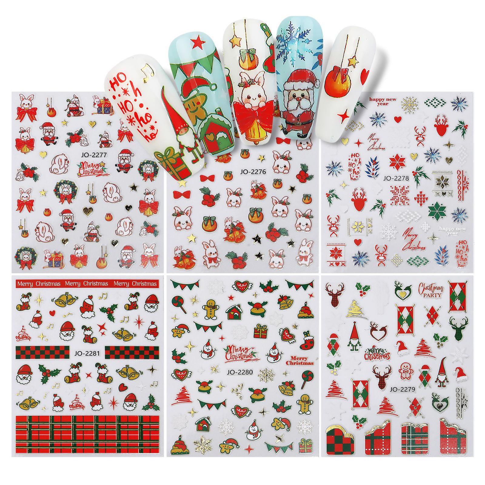 

Праздничный набор наклеек для ногтей на Рождество. Создайте уникальный праздничный дизайн ногтей. Праздничный маникюр. Образы ногтей. A