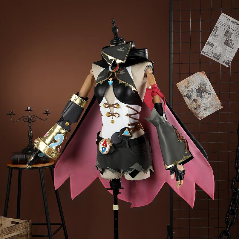 Genshin Impact Jahoda Cosplay Costume Uniform Cloak Hat Glasses Headwear Outfit Halloween Party for Women Girls Props