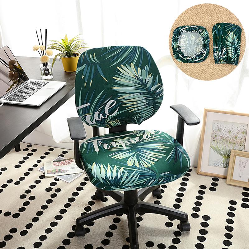 Universal Split Seat Cover Office Chair Cover Stretch Spandex Computer Anti-Dust Armchair Slipcovers Removable Seat Protector