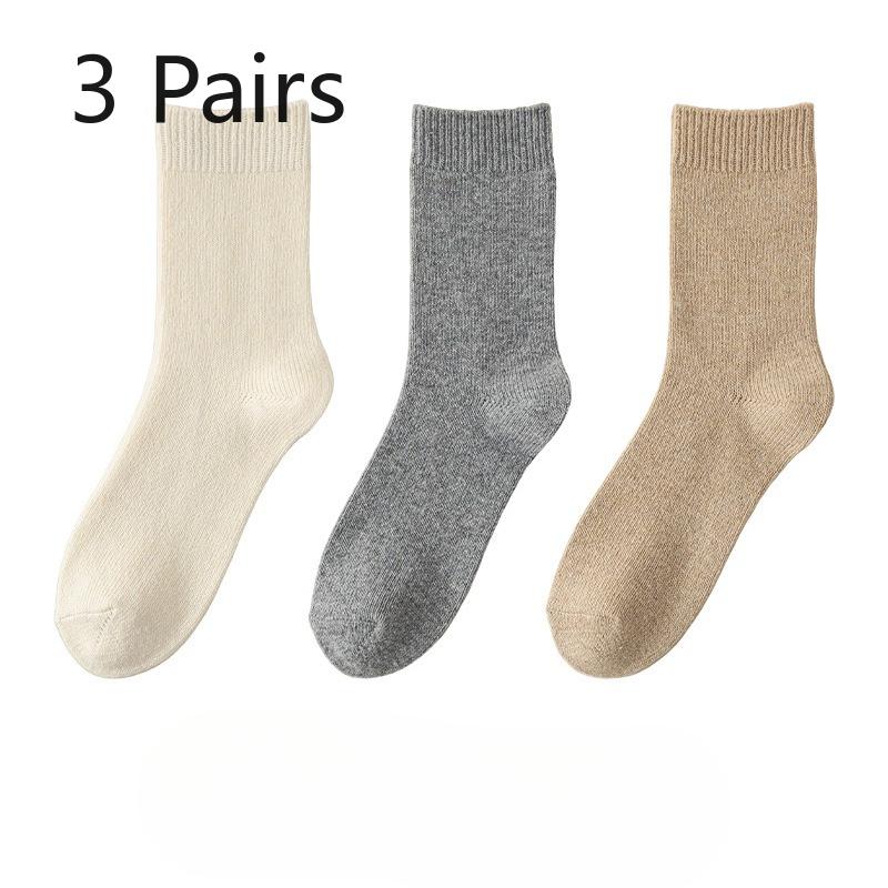 3 Paar Wollsocken für Damen und Herren zum Warmhalten im Herbst und Winter. Herren-Kniestrumpf mit Fleece und verdicktem Kaschmir, lange Socken