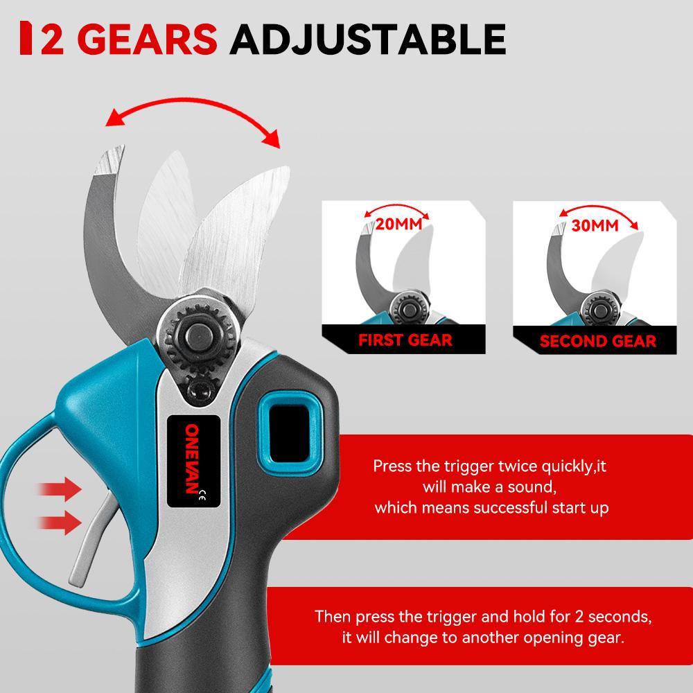ONEVAN 30mm Brushless Electric Pruning Shear Cordless Scissor Tree Pruner Branch Cutter Garden Power Tool For Makita Battery Pin