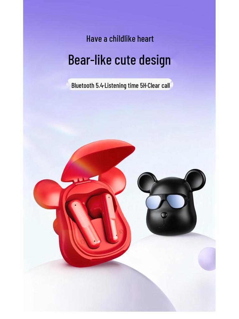2025 Violent Bear Bluetooth Earphones: Wireless, Mini, High Quality, Long Battery Life, T58 Gift Ornament