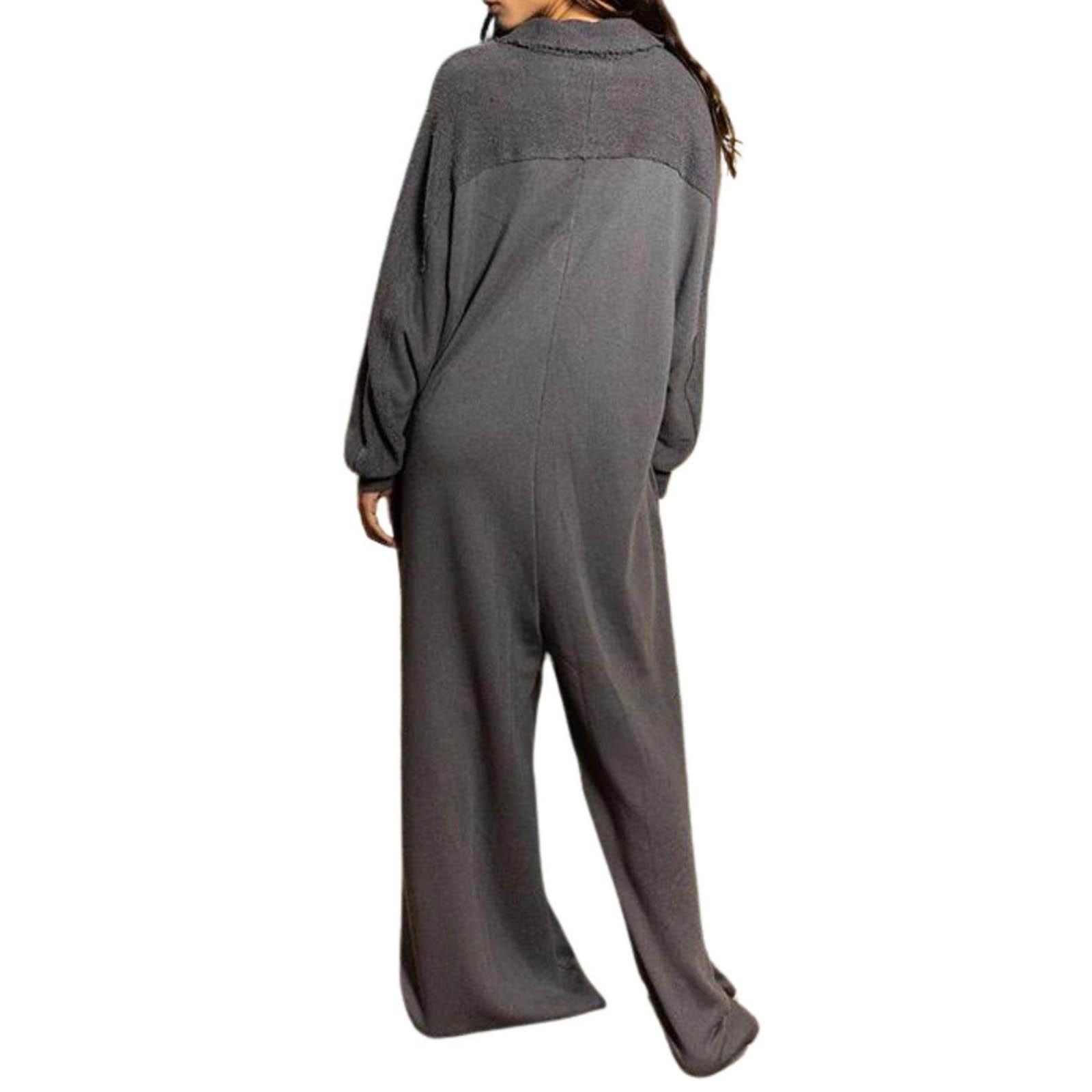 

Women s Casual Lapel Neck Long Sleeve With Pockets Comfort Jumpsuit M помаранчевий