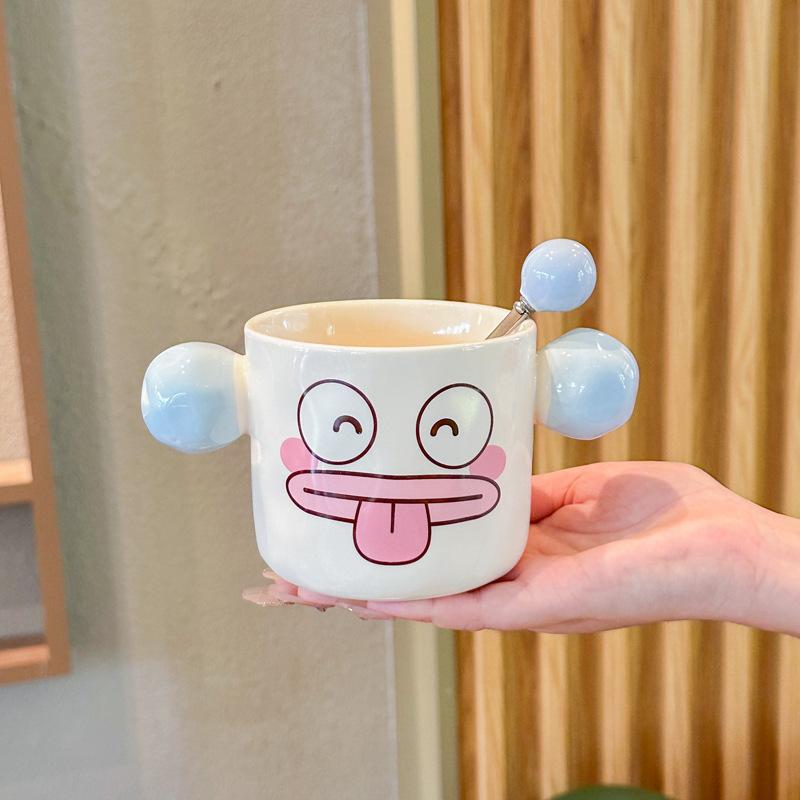 Birthday gifts for boys and girls, cute and cute clown ceramic mug with lid, girlfriend's souvenir gift box.