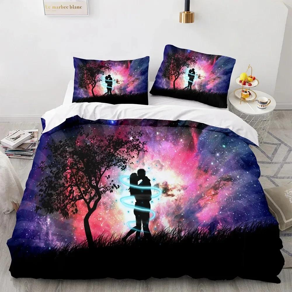

Couple Lovers Gift Duvet Cover Set Love Comforter Cover Valentine S Day Bedding Set Queen King Size 3Pcs Polyester Quilt Cover 70x133cm 2pcs