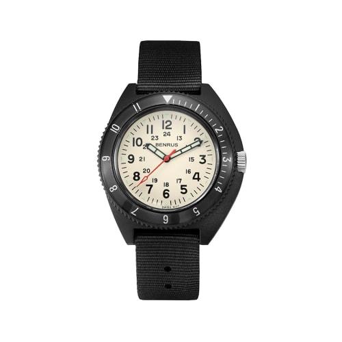 Benrus TYPE3-BK-IVORY Men's Watch, Black