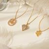 JUSTOP Retro Four-Leaf Clover Pendant Necklace 18K Gold Plated with Diamond Inlay