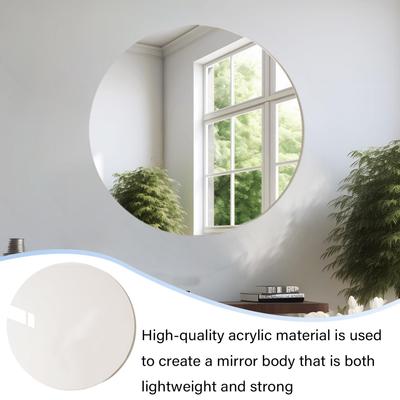20-40CM Round Mirror Sticker Self-adhesive Bathroom Decorative Acrylic Mirror Mural Decals Bedroom Living Room Vanity Mirrors