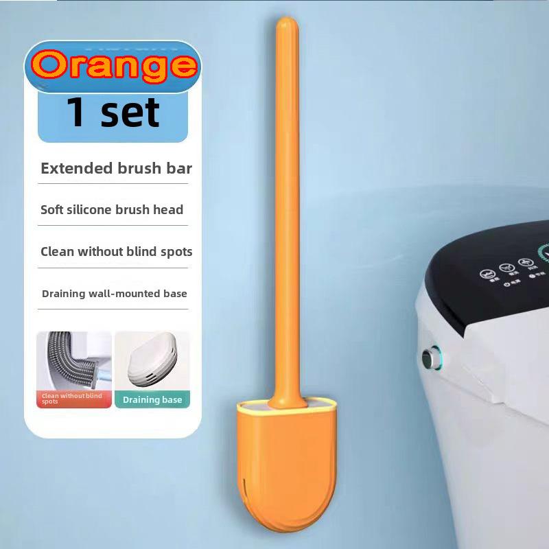 Silicone Toilet Brush and Holder Wall Mounted for Bathroom Quick Drying Efficient Professional Deep Cleaning  Toilet Brush