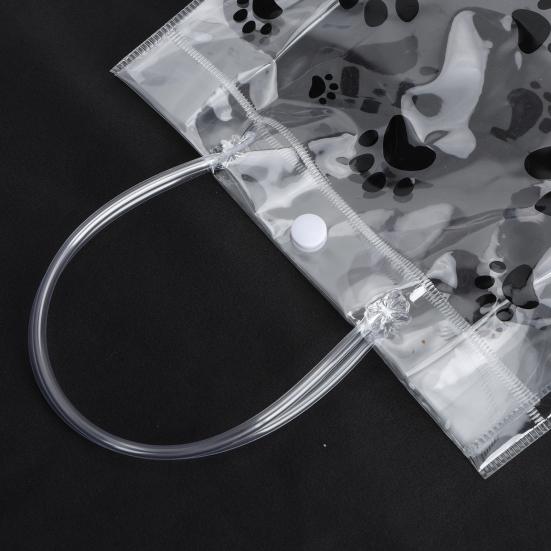 50 Packs Dog Paw Print Clear PVC Gift Bags with Handle Reusable Plastic