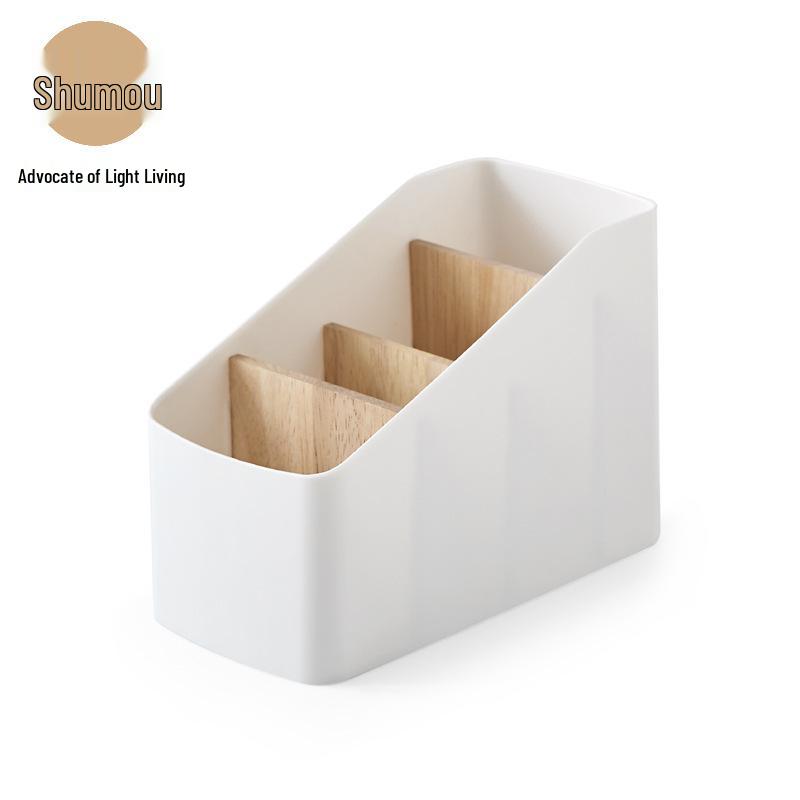 Solid Wood Multifunctional Remote & Phone Storage Box for Living Room 9.1 x 18 x 12.7 cm белый