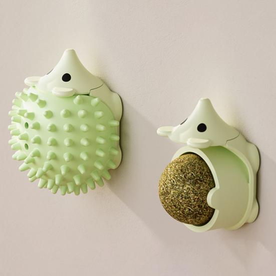 Hedgehog Face Scratcher Cat Toy with Catnip Ball Anxiety Relief Indoor Cats Catnip Stick-on Wall Toy Interactive Teething Boredom Entertainment Toy