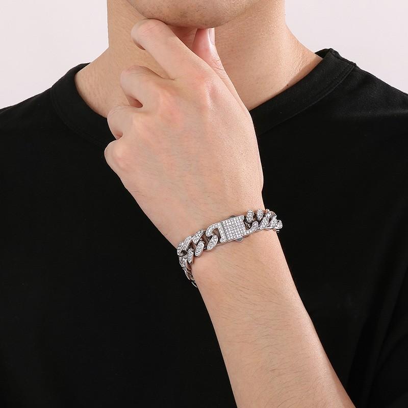 16MM Grobe Stein Cuban Link Armband für Männer Frauen Hip Hop Hohe Qualität Edelstahl Voll Besetzt mit Strasssteinen Trend Schmuck Geschenk