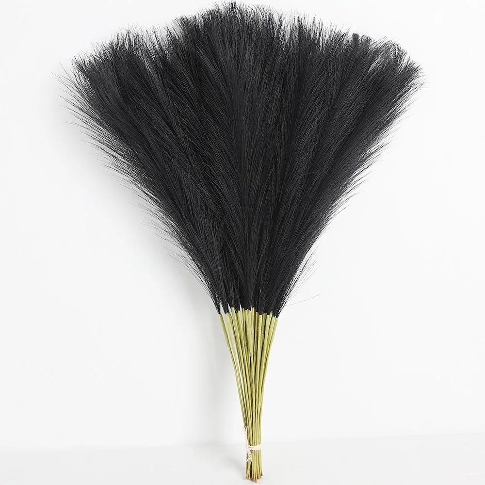 

15Pcs Pampas Grass Realistic Artificial Stems Home Decor 55CM Fake Plant for Garden Wedding Decoration Vase Filling Ornament (Black,15Pcs) чорний