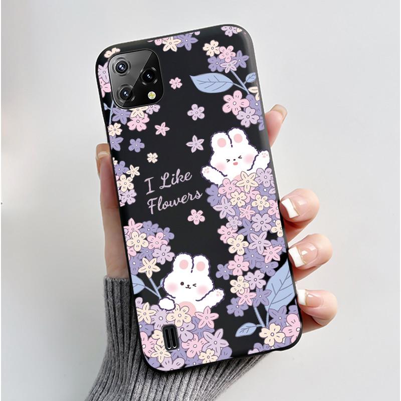 For Blackview A55 Case Oscal C60 Back Cover Luxury Cute Love Rabbit Funny Pattern Black TPU Soft Silicone Protective Phone Case