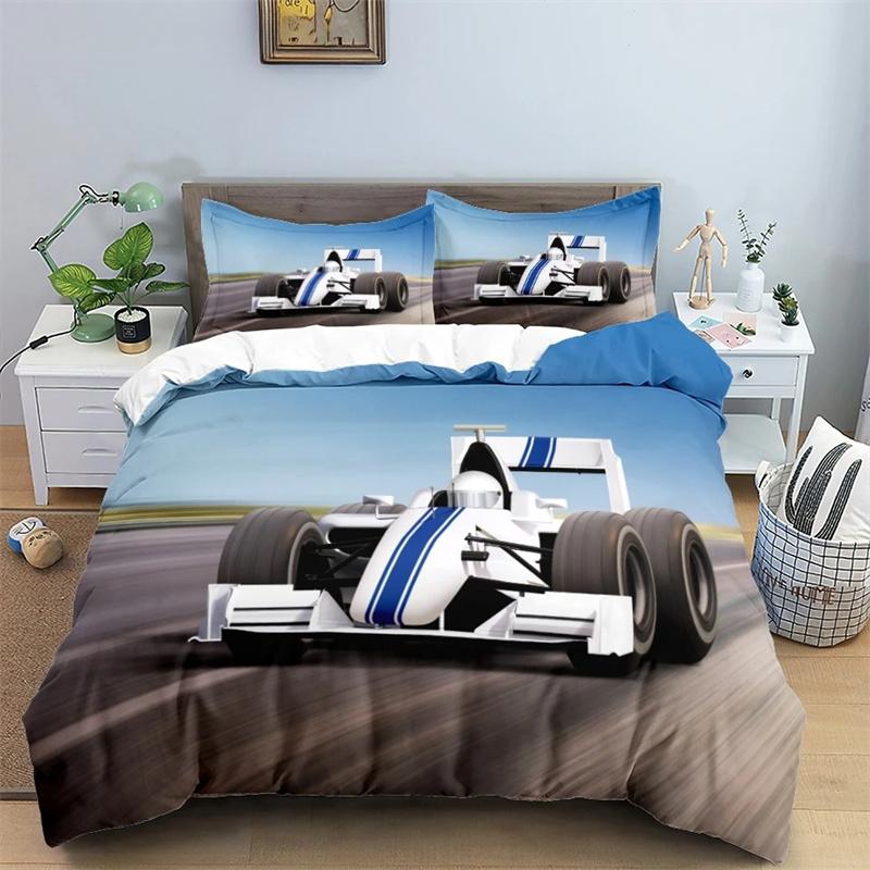 3D Car King Queen Duvet Cover Vintage Lightweight Train Bedding Set for Teens Adult Racing Supercar 2/3pcs Polyester Quilt Cover
