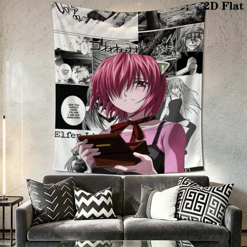Elfen Lied Anime Wall Tapestry Aesthetic Wall Hanging Printed Fabric Blanket Decorative Tapestries for Bedroom Living Room Home Decor