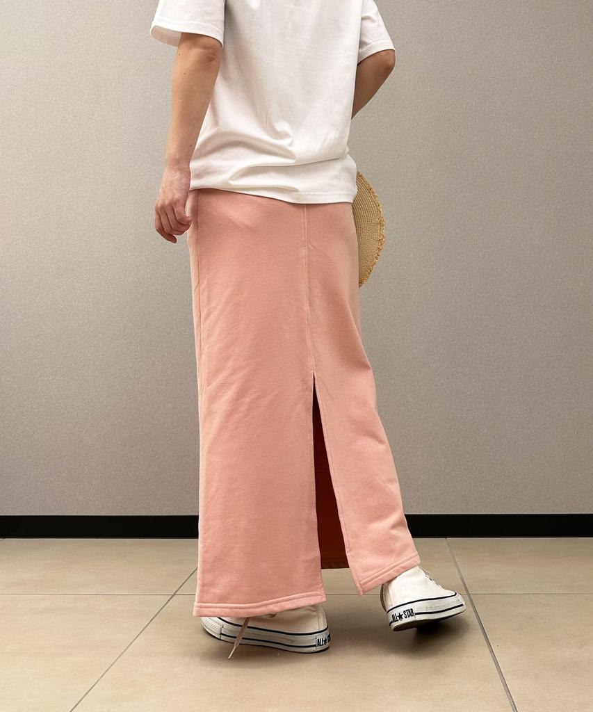 Aimoha Cotton Sweat Maxi Smoky Tight Maxi Plus Size Women's Skirt, Color, Length, Loungewear, Comfortable, Slit, (M, Pink)