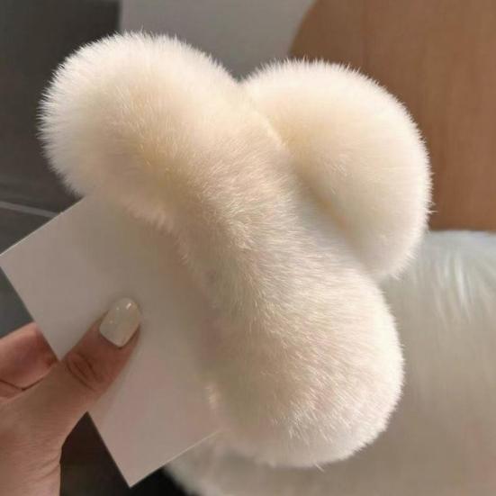 Hair Claw Soft Plush Cover Women Hair Clip Strong Spring Back Head Hair Clamp Party Holiday Hair Accessory