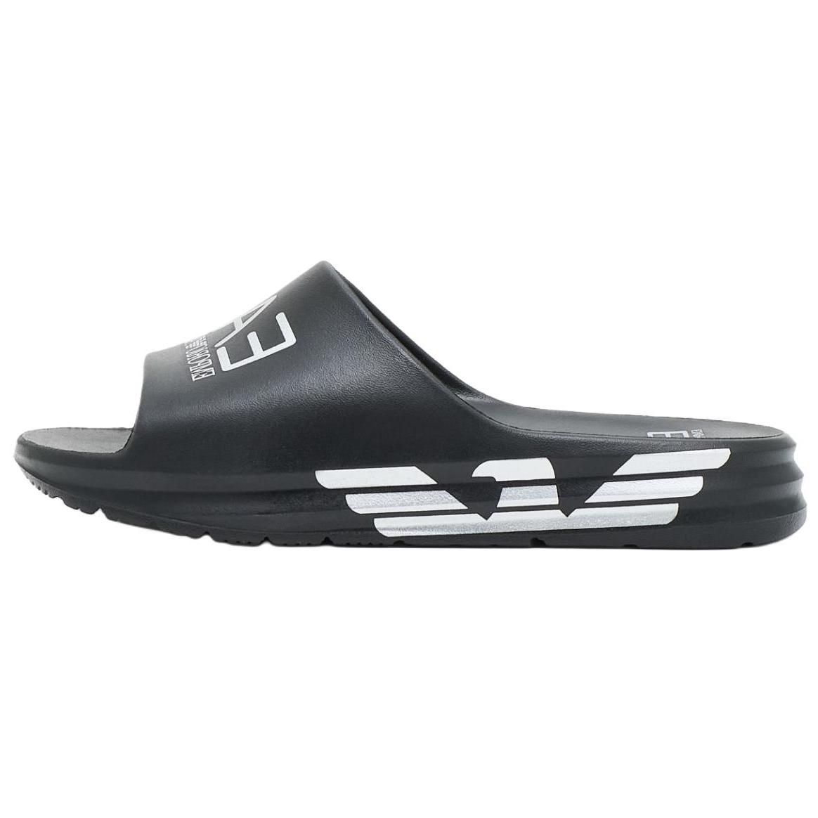 EMPORIO ARMANI EA7 Crusher Distance Open Toe Flat Slide Slippers Men Black 7X000356AF18618MC026 39