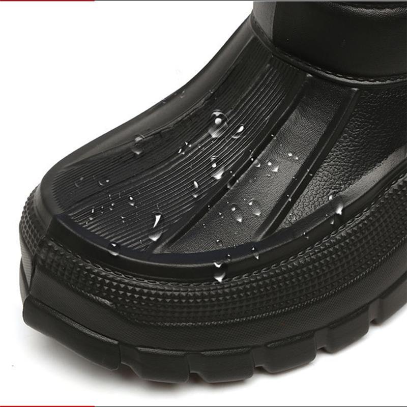 Rain Shoes Men's Short Tube Low Top Rain Boots Antiskid Car Wash Water Shoes Rubber Shoes Waterproof Plush Cotton Warm Water Boots