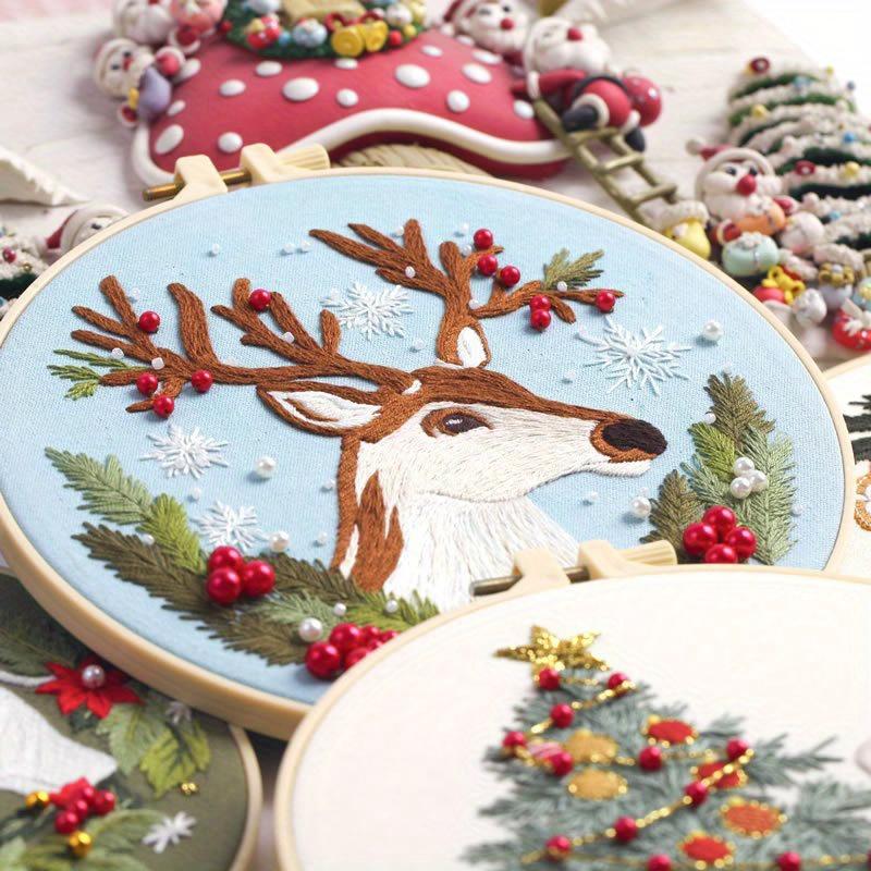 1Pc Christmas-themed Embroidery DIY Kit, Including Embroidery Frame But Excluding Tools.