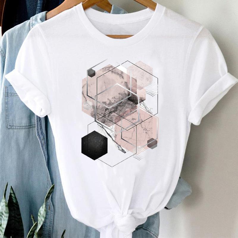 Fashion Casual Landscape Mountain Graphics Womens T-Shirt 90S Summer Blouse Loose White Short Sleeve O-Neck Female Tops Clothing
