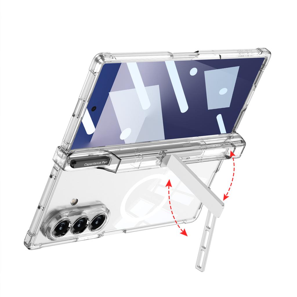 Samsung Z Fold7 Mobile Phone Case Airbag Anti Fall Magnetic Adsorption Pen Transparent Protective Case Magsafe Wireless Charging