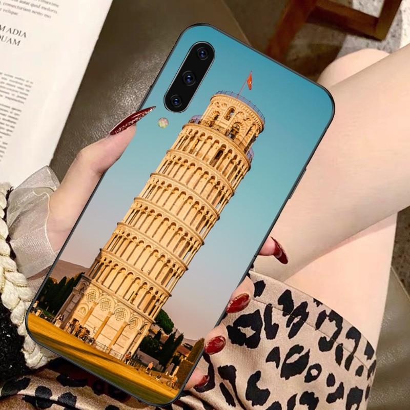 Pouzdro na telefon Šikmá věž v Pise pro Samsung A91 A81 A73 A72 A71 A30S A20 A12 A13 A52 A53 4G 5G Měkký černý kryt na telefon
