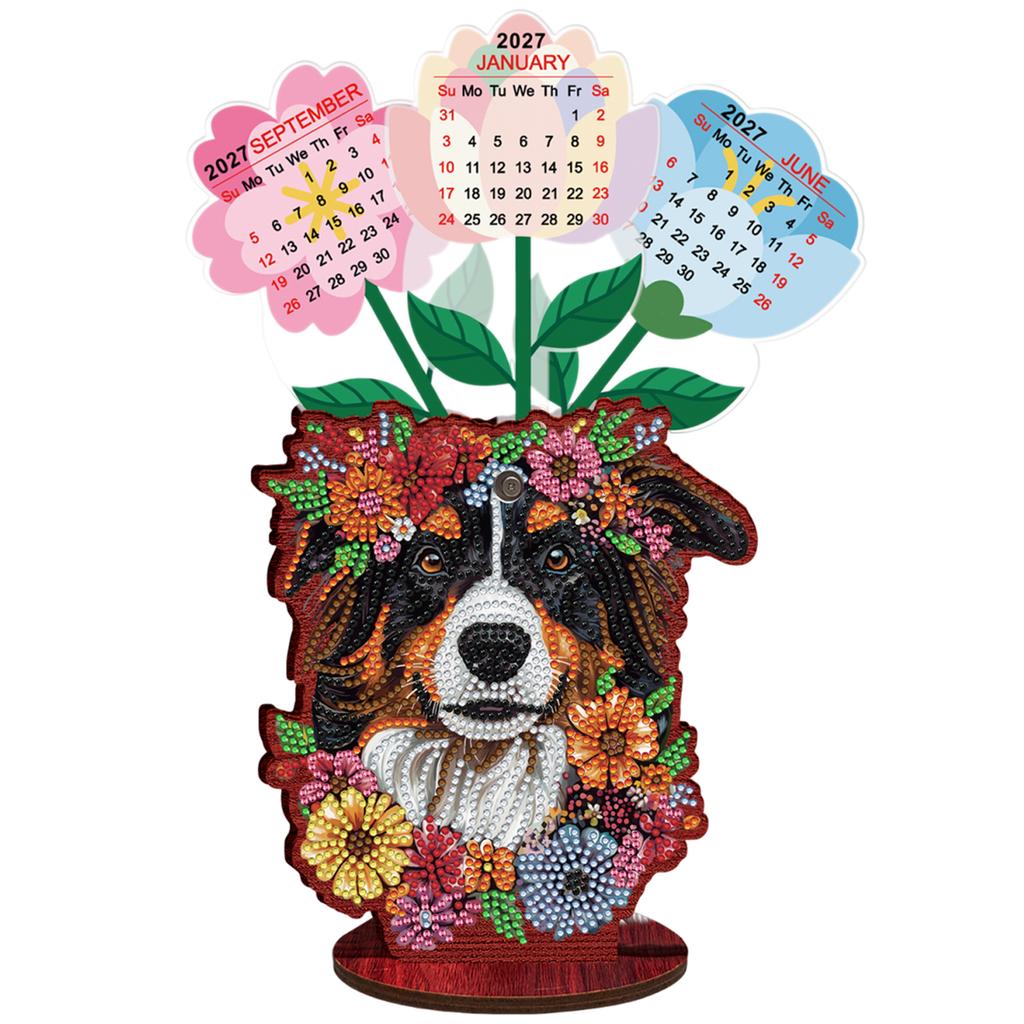 2026 Kalender Diamantmalerei Kalender Set Holz Diamantmalerei Set DIY Diamantkunst Schreibtischkalender Weihnachtsgeschenk