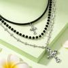 Gothic Y2K Cross Pendant Multi Layer Bead Necklace For Women Men Vintage Punk Grunge EMO Charm Jewelry Gift