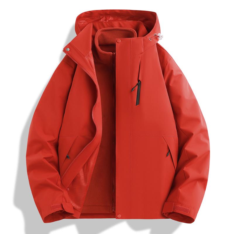 Giacca da sci 3-in-1 Unisex: Antivento, Impermeabile, Cappuccio Staccabile, Foderato in Pile per Sport all'Aperto e Arrampicata