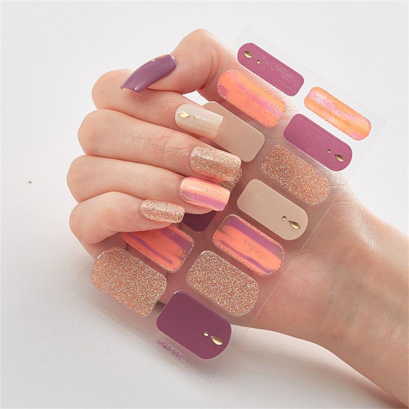 Pegatinas de Uñas de Cobertura Completa Esmalte de Uñas de Moda Decoración de Uñas Brillo Espumoso Autoadhesivas Manicura Diseñador Pegatina de Arte de Uñas