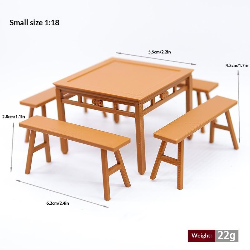 

5Pcs Montessori Miniature Imitation Table Long Bench Model 1:12/1:18 Dollhouse Furniture Accessories For Girl Gifts A1