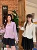 2026 Spring Plus Size Women's Bow Long Sleeve Ruffle Blouse